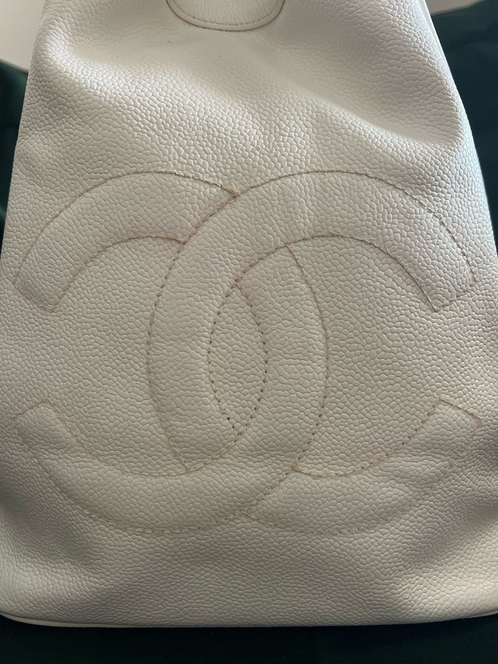 Vintage CHANEL Timeless Drawstring Sling Crossbody Backpack Caviar Medium White - Picture 2 of 15